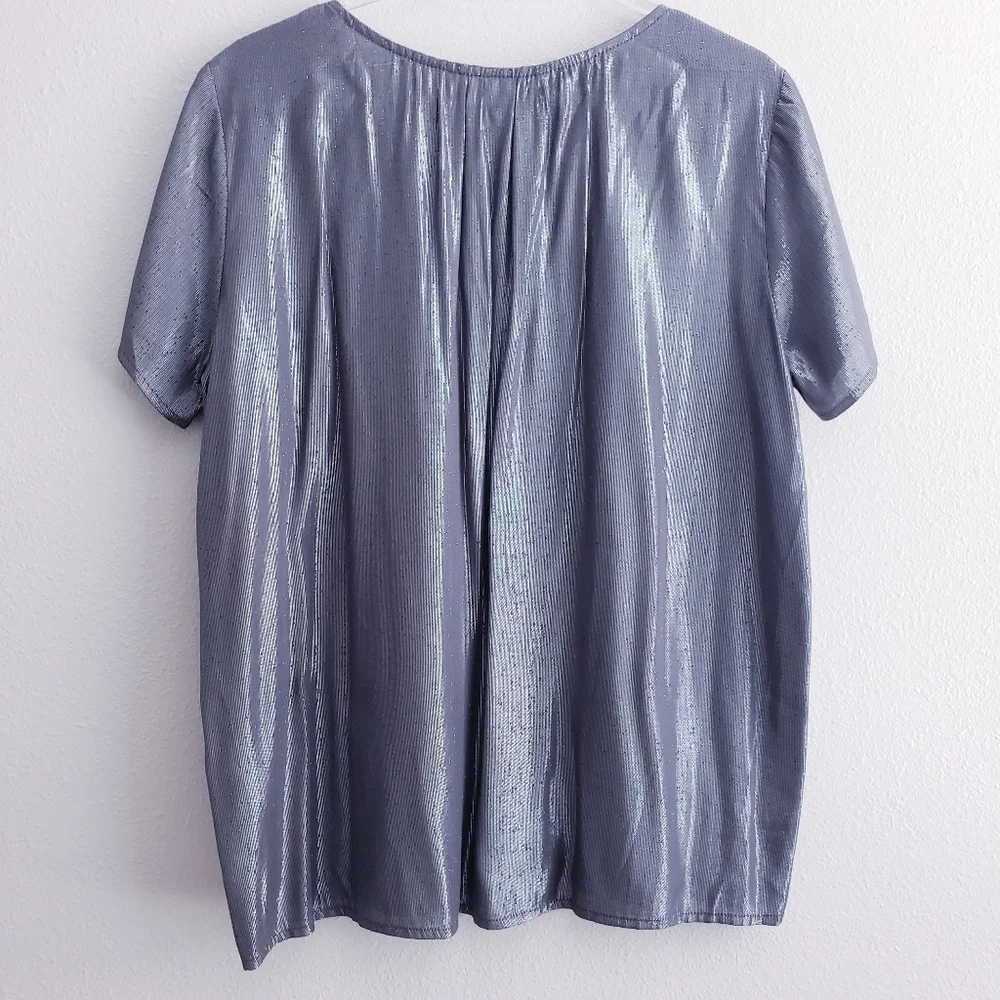 Anthroplogie Velvet By Spencer Graham Silver Shine Lightweight Blouse